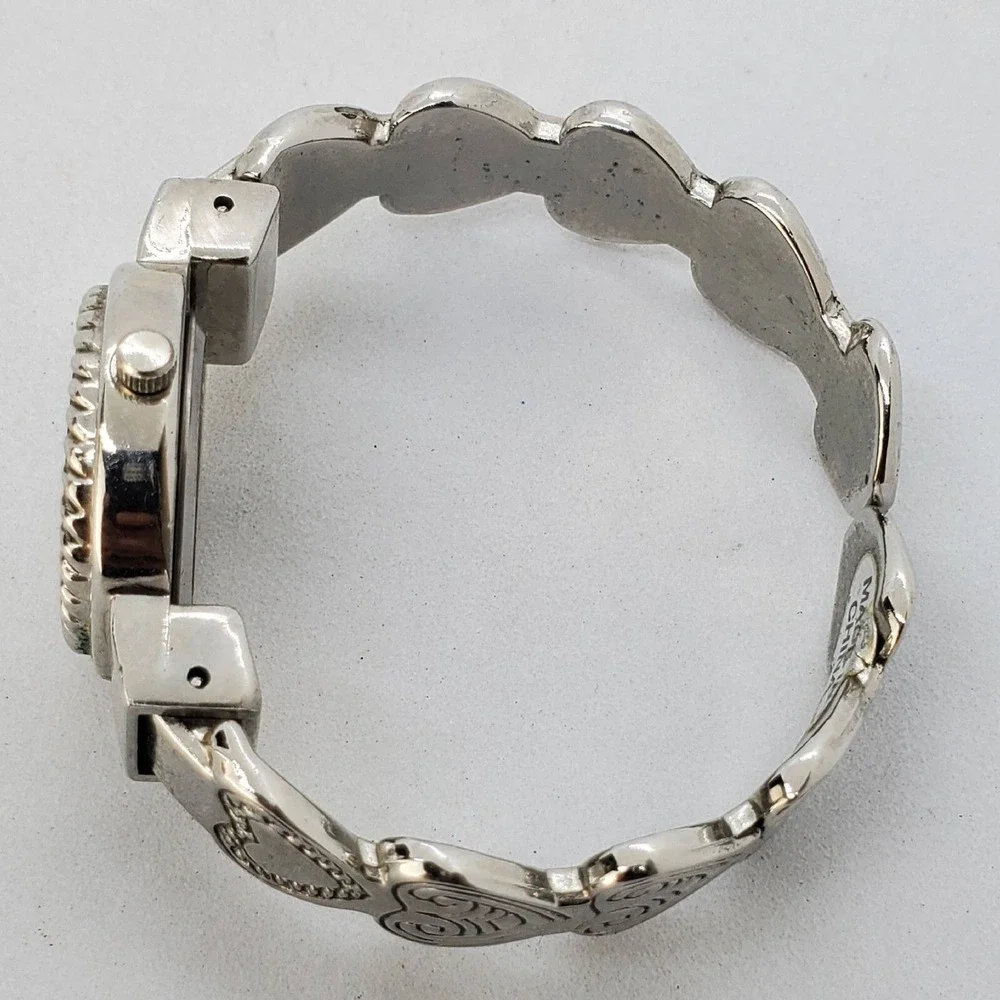 Women's Cuff Watch Hearts Band 26MM Gray‎ Tone 5.5